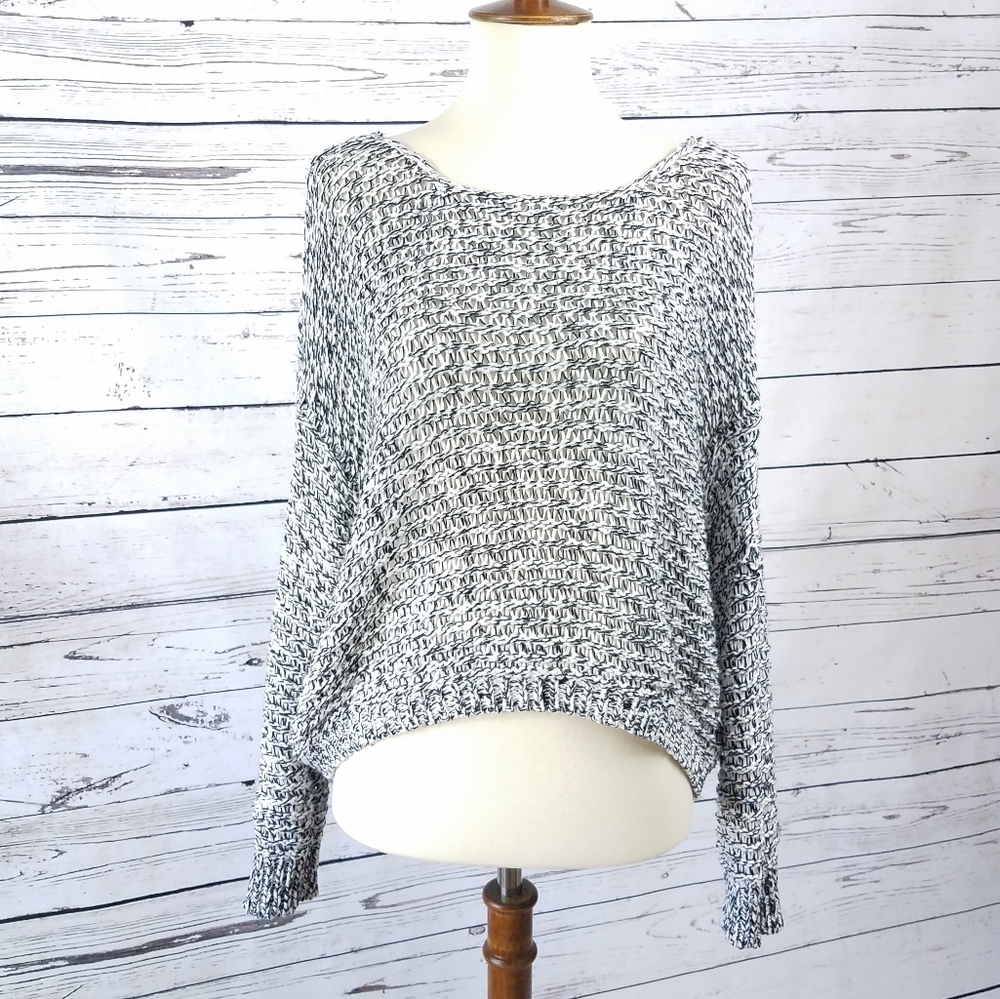 RDI Marled Black White Loose Knit Sweater Sz XL